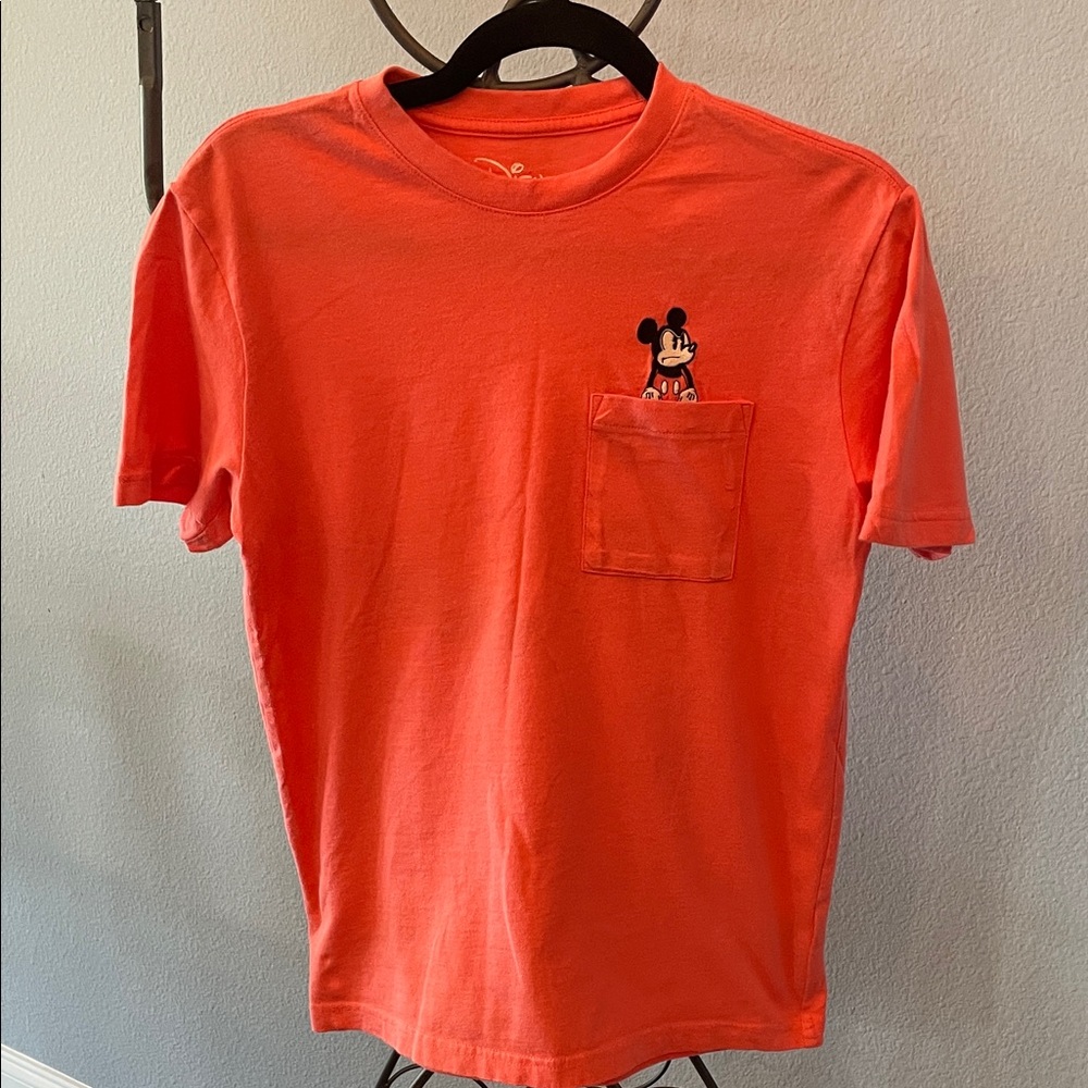Disney American Eagle Light Coral Tee with Mickey Pocket